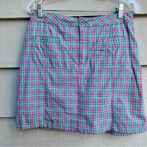 Vintage Bill Blass Plaid Skort Pink Green Preppy 2000 Y2K Size 8